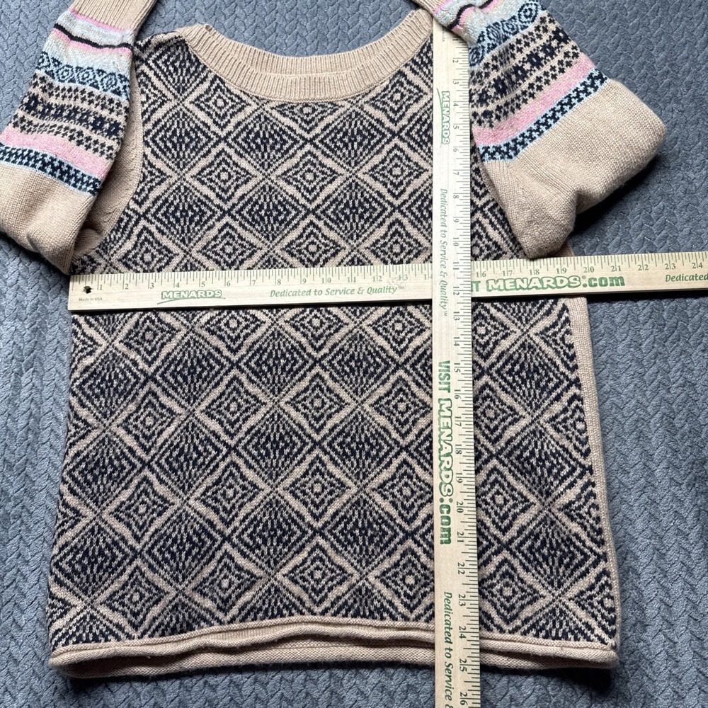 Sundance Beige & Black Patterned Crewneck Sweater with Pink Accent - Picture 6 of 7